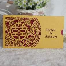 Wedding Invitation Card Chinese Style Marriage Invitation with Laser Pocket